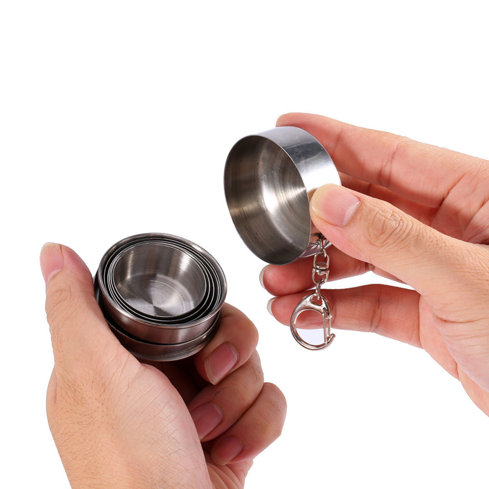 Portable Stainless Steel Travel Folding Cup 75/140/240ML Outdoor Sports Keychain Retractable for Camping Coffee Cups And Mugs