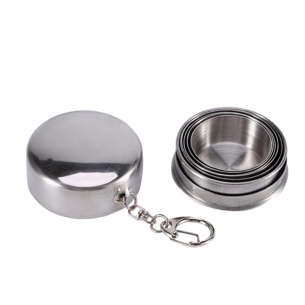 Portable Stainless Steel Travel Folding Cup 75/140/240ML Outdoor Sports Keychain Retractable for Camping Coffee Cups And Mugs