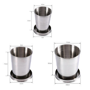 Portable Stainless Steel Travel Folding Cup 75/140/240ML Outdoor Sports Keychain Retractable for Camping Coffee Cups And Mugs