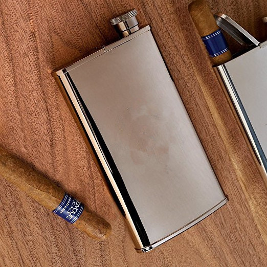 Personalized Stainless Steel Flask with Built-in Cigar Case