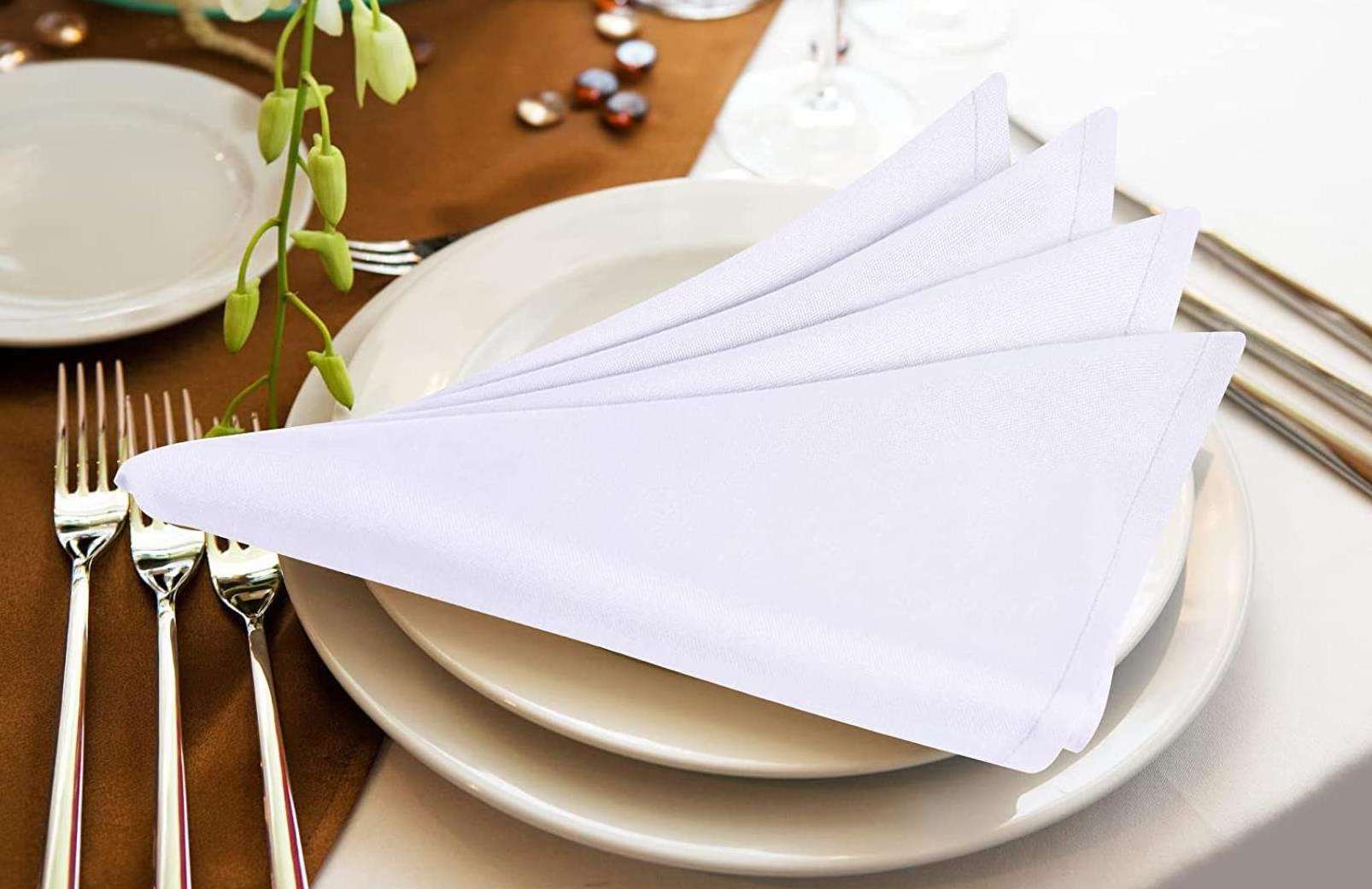 1dz White Cloth Napkin 20*20 Inch Washable Polyester Fabric Dinner Table Napkins Great For Weddings Parties Banquets Dinner