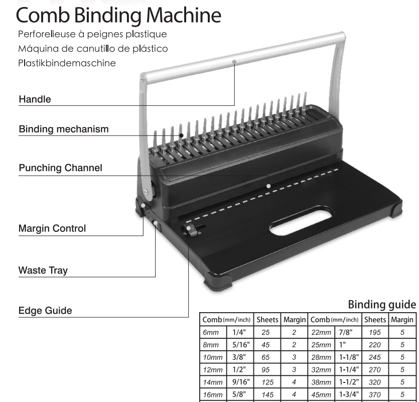 TPPS U12 comb binding machine plastic comb binder 21 Holes punching machine office book binding machine