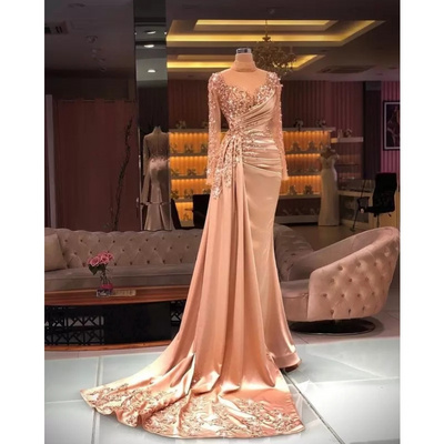 Arabic Aso Ebi Luxurious Mermaid Sexy Prom Dresses Sheer Neck Beaded Sequins Evening Formal Party Reception Gowns Dress