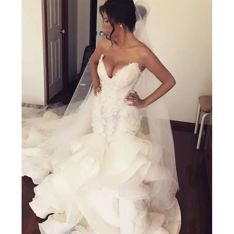 Luxury Wedding Dresses Vestido De Noiva casamento Mermaid Wedding Dress Off Shoulder Bridal Gowns Peplum