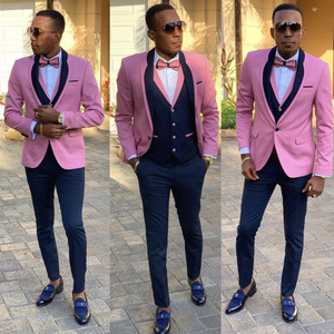 Handsome Pink Top Men Suits Costume Homme Groom Tuxedos Terno Masculino Wedding Bridegroom Three piece suit for men