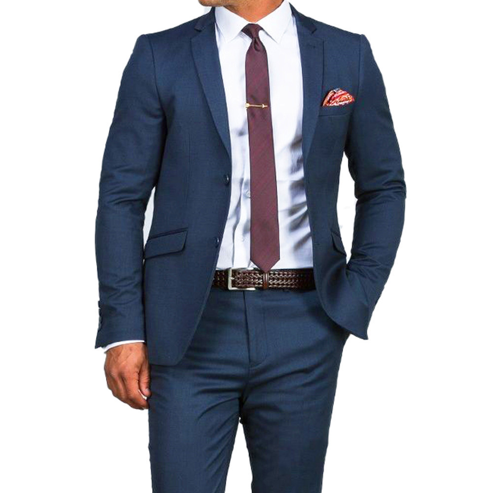 Latest Design  Navy Blue Men's Suit Two-Piece Business  ( jacket+pant ) casual summer suits for men wear ZYL043