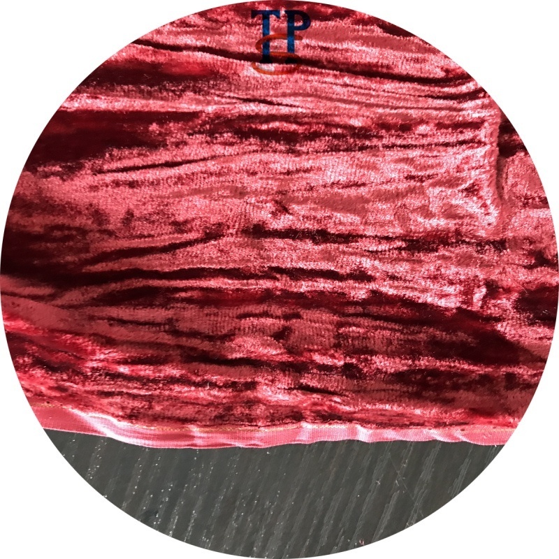 crinkle red silk velvet crumle fabric pressure crepe silk viscose fabric