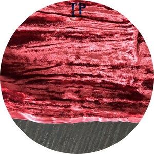 crinkle red silk velvet crumle fabric pressure crepe silk viscose fabric