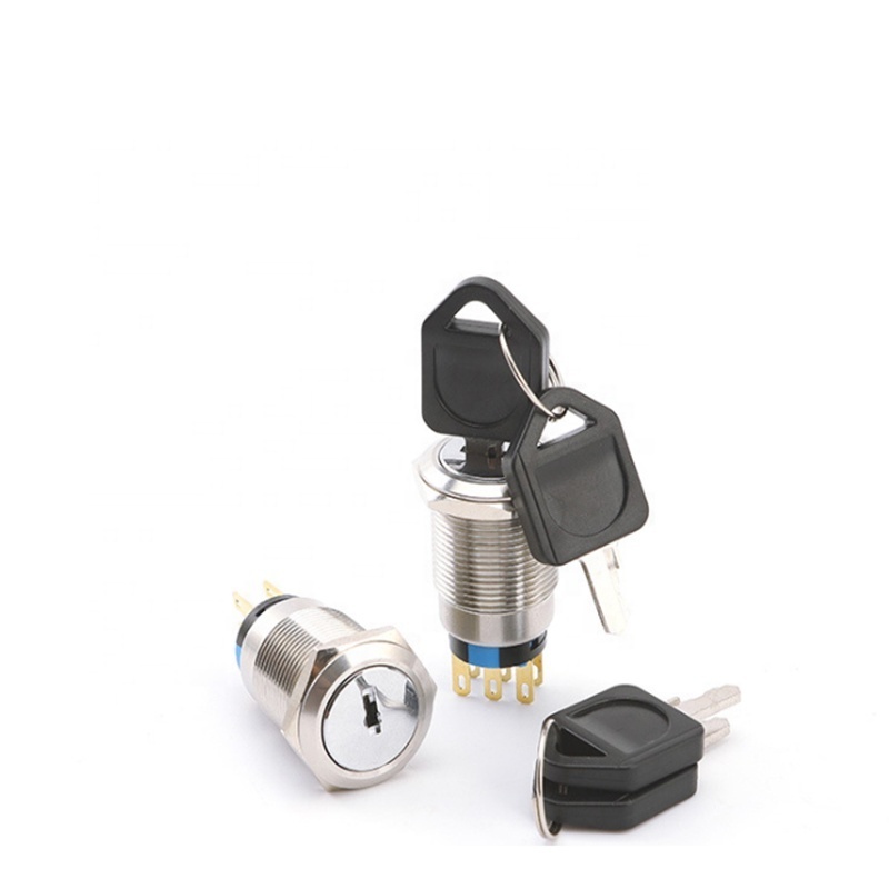 19MM metal key switch three-gear holding self-locking two-on, two-off, three-gear selector switch