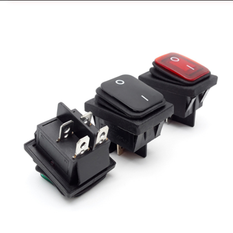 KCD4 12v 220v 30A waterproof heavy duty toggle switch illuminated latching 4pins on off emergency marine rocker switch