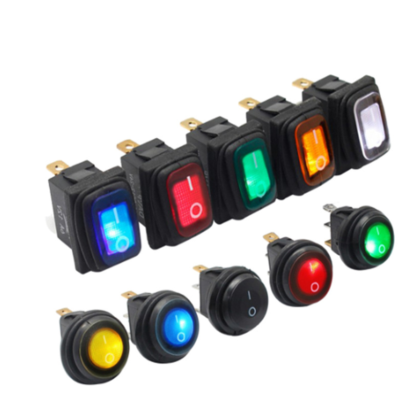 KCD1 waterproof 12v 220v mini toggle switch led light latching 3pins on off conffee machine button rocker switch