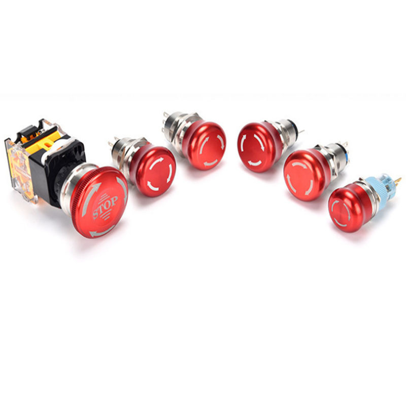 Metal Emergency Stop Push Button 16mm19mm22MM stainless steel waterproof mushroom head red emergency stop switch