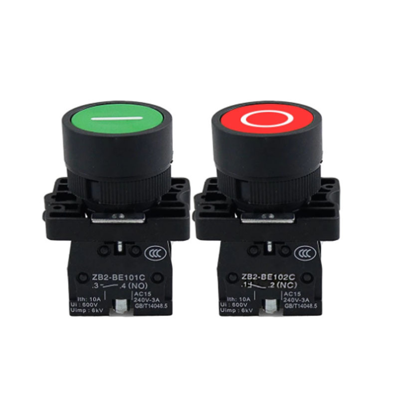 22mm Self reset button switch start stop button with the arrow symbol XB2 flat touch 1NC/1NO switch button series