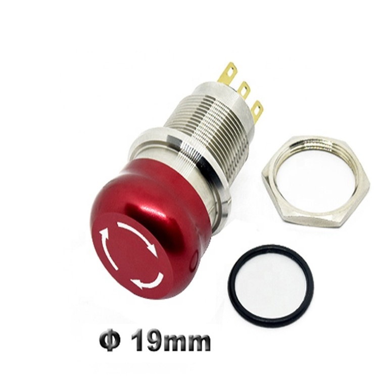 China Supplier 16mm 19mm 22mm Emergency Stop Switch mushroom push button stop switch 1no1nc 2no2nc latching switch on off