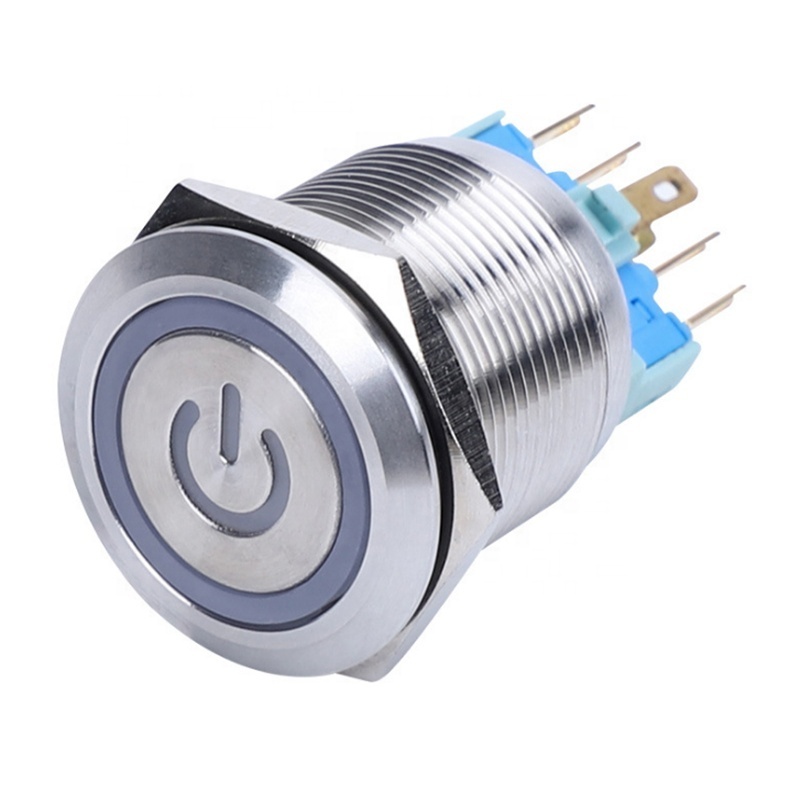 12mm metal waterproof lamp LED push button switch latching/ Momentary flat ring power mark push button 3V 5V 6V 24V 220V fixed