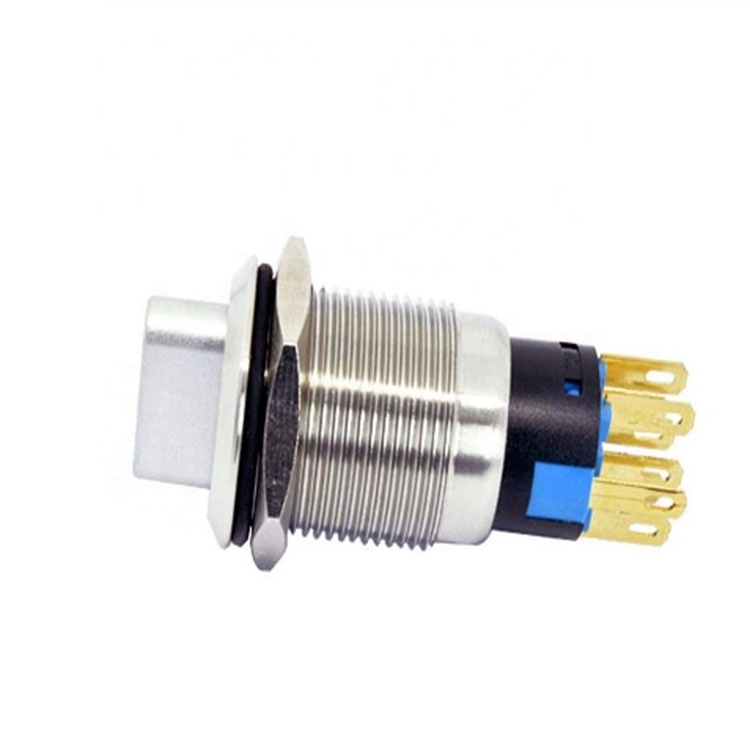 19mm 2 3 position Metal Selector Rotary Switch Latching Push Button Switch SPDT with 12V LED illuminated switch