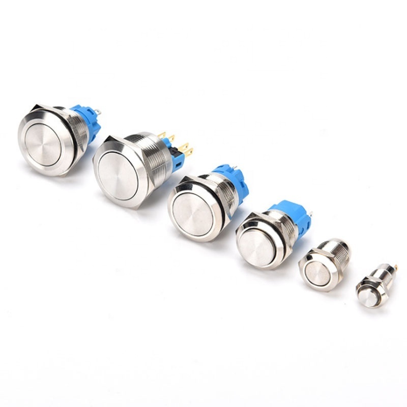 16mm Tri-Color High Head LED Momentary/Latching on/off Screw Pins Waterproof Metal Push Button Switch