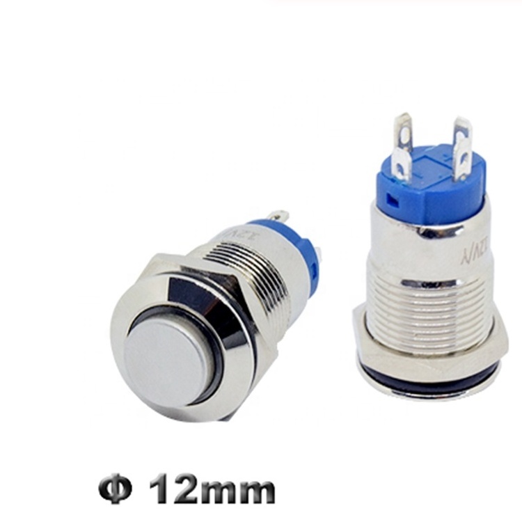 12mm Brass Stainless Steel Metal Push Button Switch 1NO Momentary Latching Switch Power Symbol ON OFF 12V 220V LED Light Switch