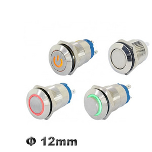 12mm Brass Stainless Steel Metal Push Button Switch 1NO Momentary Latching Switch Power Symbol ON OFF 12V 220V LED Light Switch