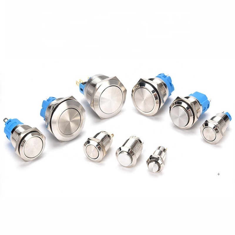 16mm Tri-Color High Head LED Momentary/Latching on/off Screw Pins Waterproof Metal Push Button Switch