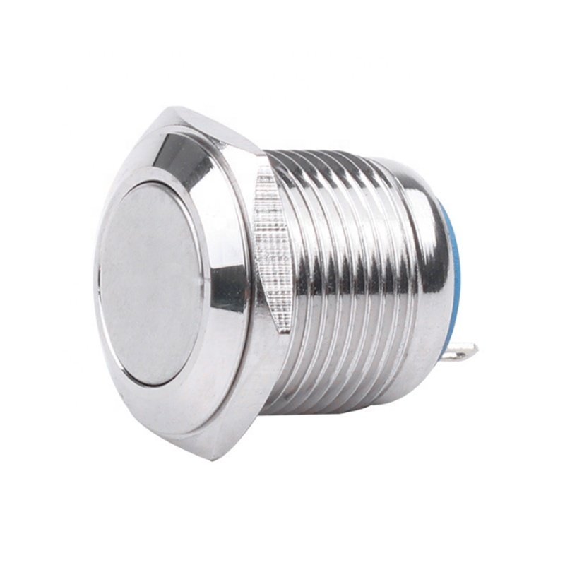 16mm metal push button switch self-reset 2-pin high flat ball head welded screw foot horn access switch