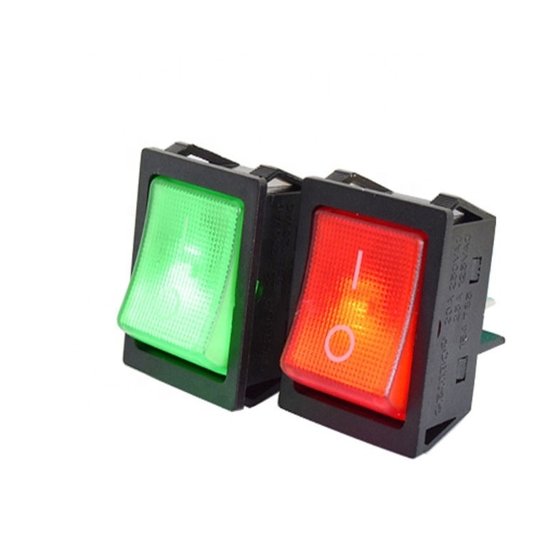 China Supplier KCD4-201N rocker switch illuminated 4 copper pins green red KCD2 KCD7 power switch