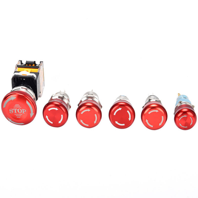 Metal Emergency Stop Push Button 16mm19mm22MM stainless steel waterproof mushroom head red emergency stop switch