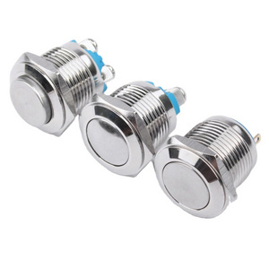 16mm metal push button switch self-reset 2-pin high flat ball head welded screw foot horn access switch