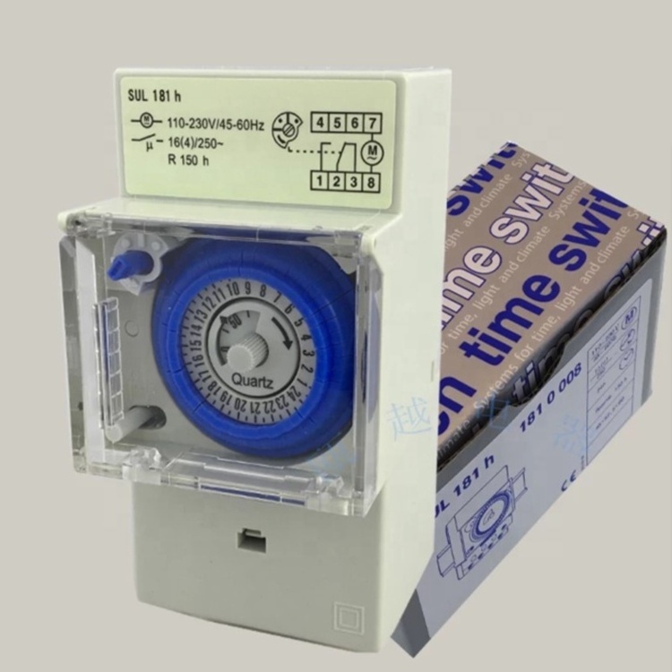 SUL181h 220 V-240 V 16(4)A 24 Hours Mechanical Analogue Daily Time Switch, Battery Powered Timer