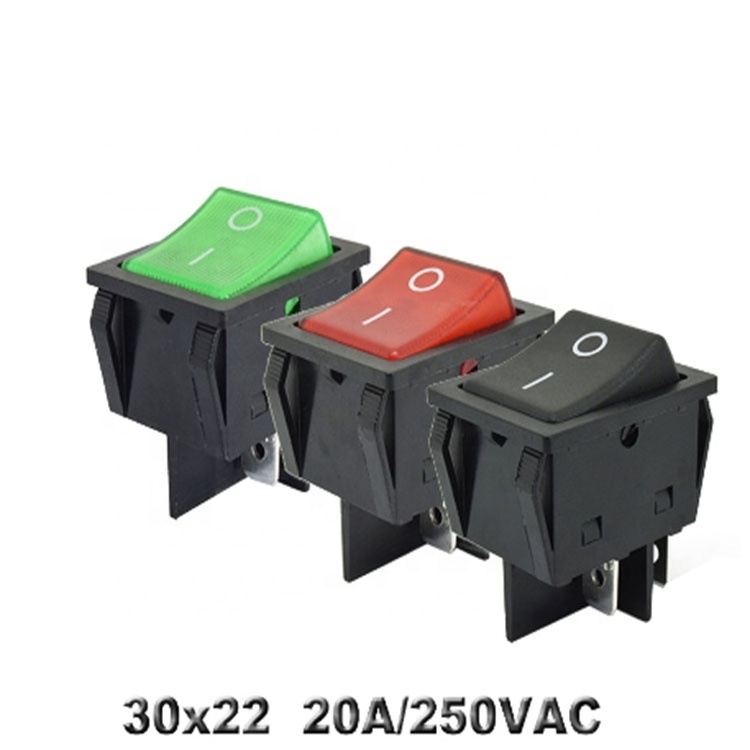 China Supplier KCD4-201N rocker switch illuminated 4 copper pins green red KCD2 KCD7 power switch