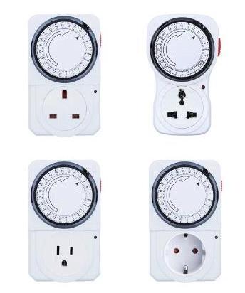 24 Hour Cyclic Timer Switch Kitchen Timer Outlet Loop Universal Timing Socket Mechanical Timer 230VAC 3500W 16A UK EU CN US Plug