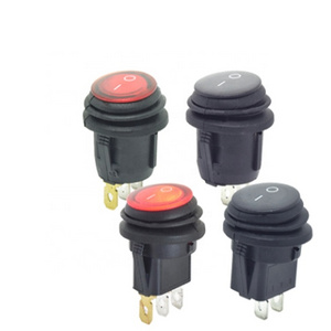 6A 250VAC Waterproof Round Rocker Switch 12V 220V Red Green Blue Yellow LED light rocker switch 10A 125VAC on off SPST switch