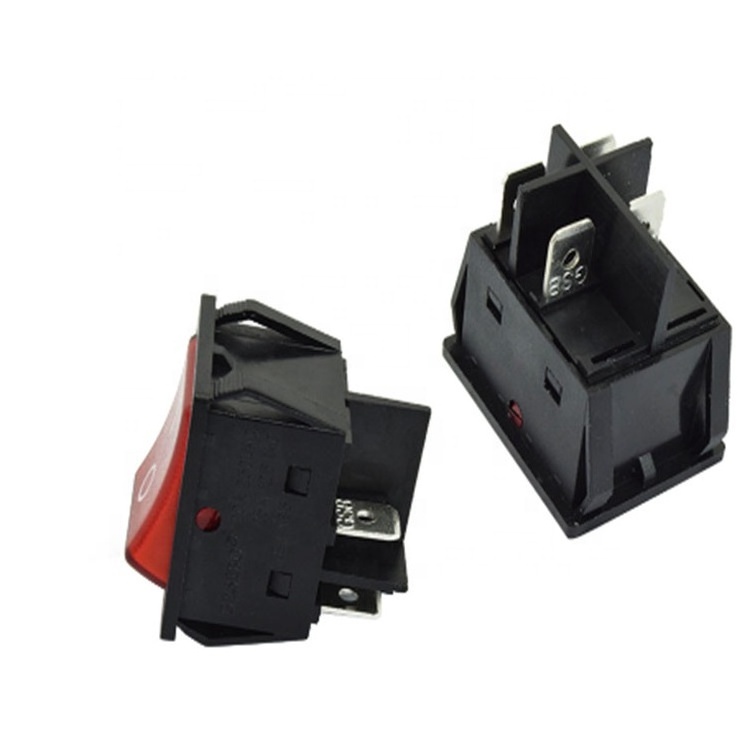 China Supplier KCD4-201N rocker switch illuminated 4 copper pins green red KCD2 KCD7 power switch