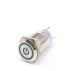 12mm metal waterproof lamp LED push button switch latching/ Momentary flat ring power mark push button 3V 5V 6V 24V 220V fixed