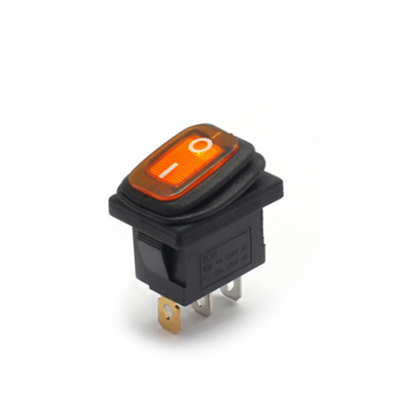 KCD1 waterproof 12v 220v mini toggle switch led light latching 3pins on off conffee machine button rocker switch