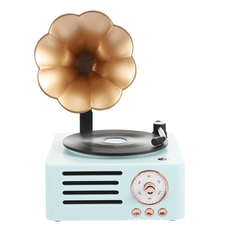 Factory Mini Sound box Nostalgic Retro Rotating Phonograph Speaker with Fm Radio