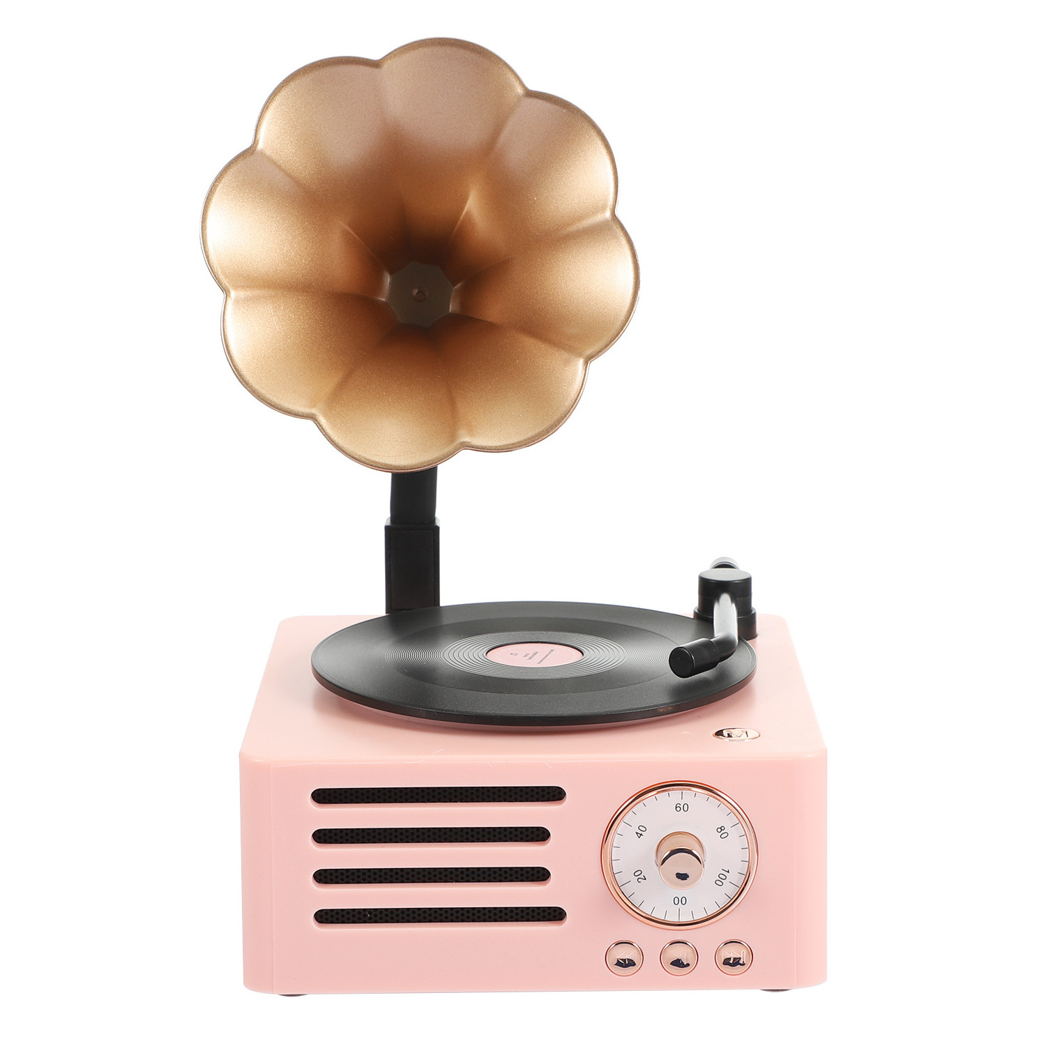 Factory Mini Sound box Nostalgic Retro Rotating Phonograph Speaker with Fm Radio