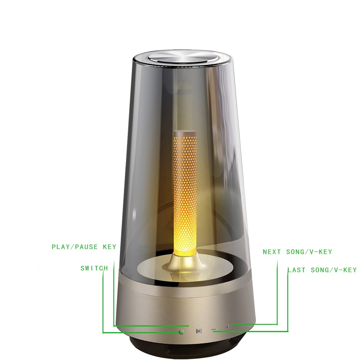 New Product Brightness Adjustable Lantern Speaker Creative Gift Professional Audio Flame Candle Portable Light Wireless Speaker