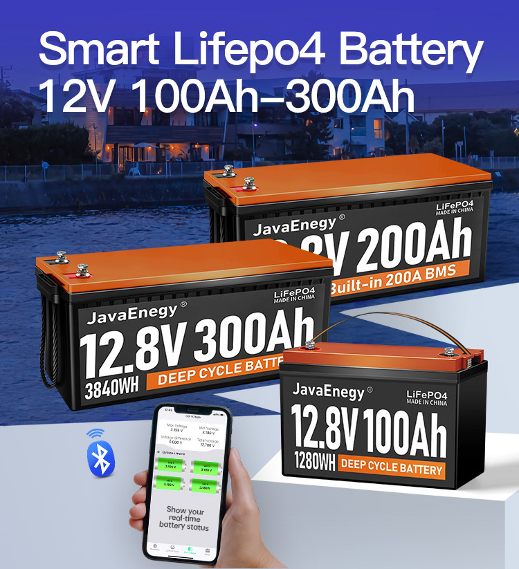 US Stock 12.8V lithium ion battery 12V 24v Lifepo4 Battery 100Ah 200Ah 300AH Lifepo4 Battery Pack 48V 51.2V Home storage Energy