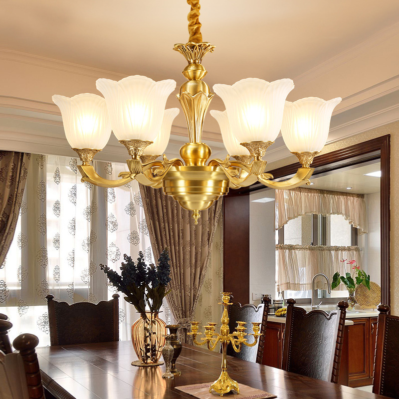 Copper chandelier modern hotel guesthouse hall brass glass lamp restaurant large lamp lighting