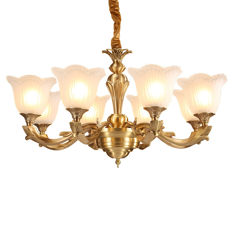 Copper chandelier modern hotel guesthouse hall brass glass lamp restaurant large lamp lighting