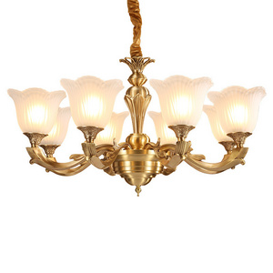 Copper chandelier modern hotel guesthouse hall brass glass lamp restaurant large lamp lighting