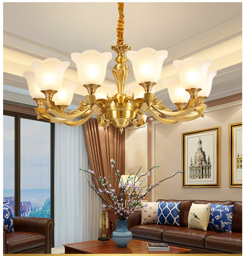 Copper chandelier modern hotel guesthouse hall brass glass lamp restaurant large lamp lighting