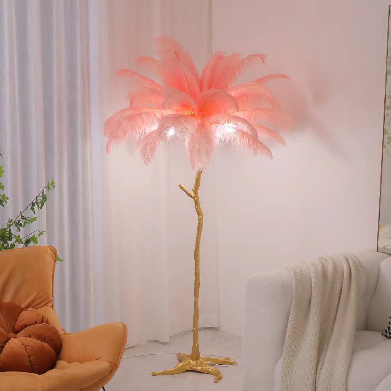 nordic modern luxury feather floor lamp living room bedroom corner decor light resin floor light led tree standing lamps