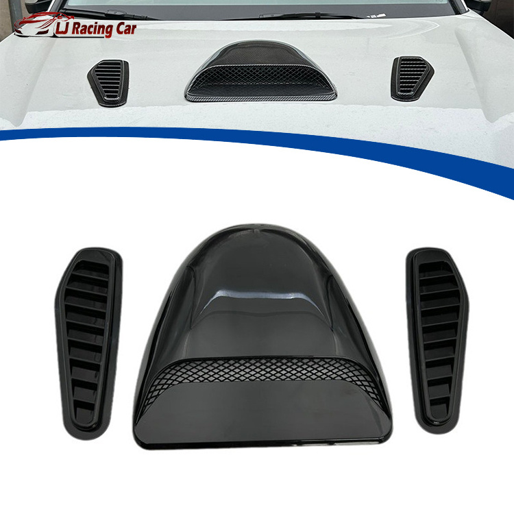 Universal Car Front Air Flow Hood Scoop Vent Bonnet Center Outlet Hood And Side Air Flow Intake Scoop Vent Hood Cover Trim