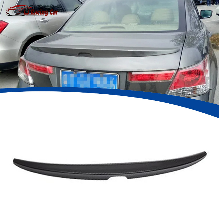 Car Accessories Black/Carbon Fiber Look Rear Tail Trunk Boot Car Spoiler Top Wing  Cover For Honda Accord 2008-2013