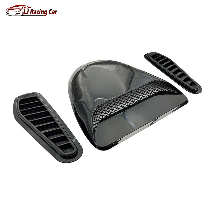 Universal Car Front Air Flow Hood Scoop Vent Bonnet Center Outlet Hood And Side Air Flow Intake Scoop Vent Hood Cover Trim