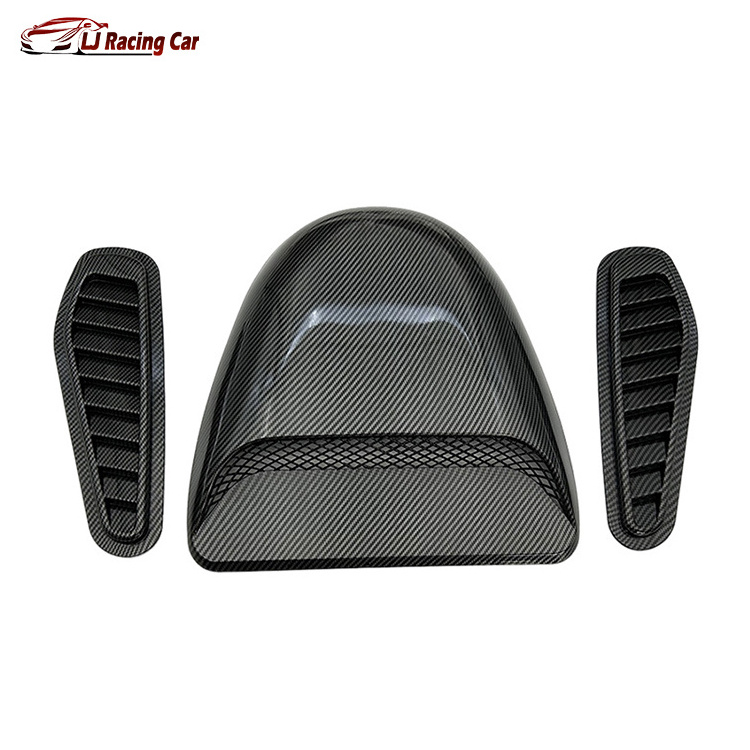 Universal Car Front Air Flow Hood Scoop Vent Bonnet Center Outlet Hood And Side Air Flow Intake Scoop Vent Hood Cover Trim