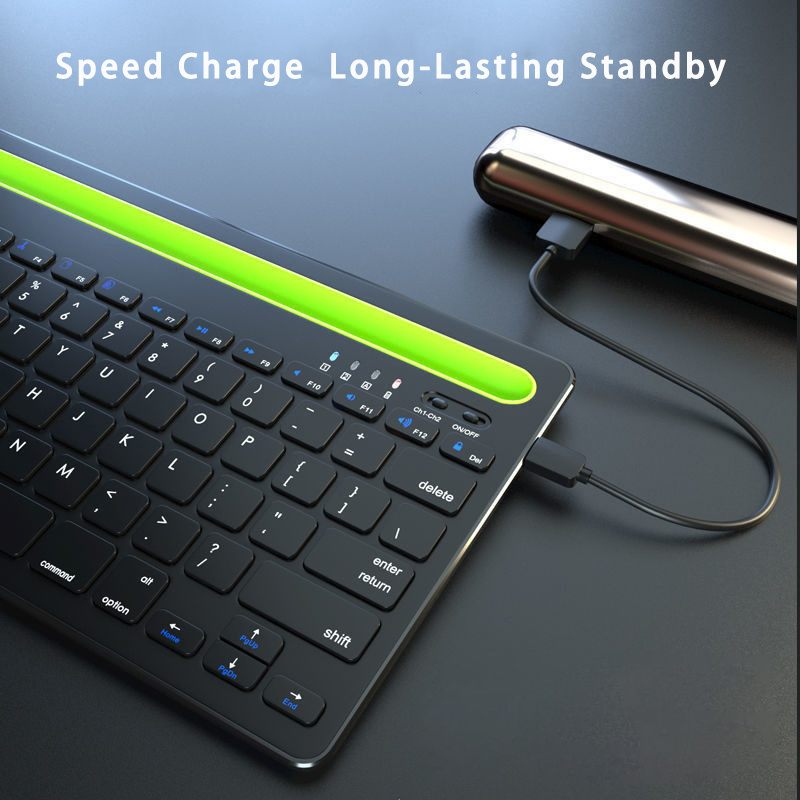 Mobile Phone Tablet Bluetooth Keyboard Card Slot Silent Keyboard Charging Dual-Channel Office Wireless Keyboard