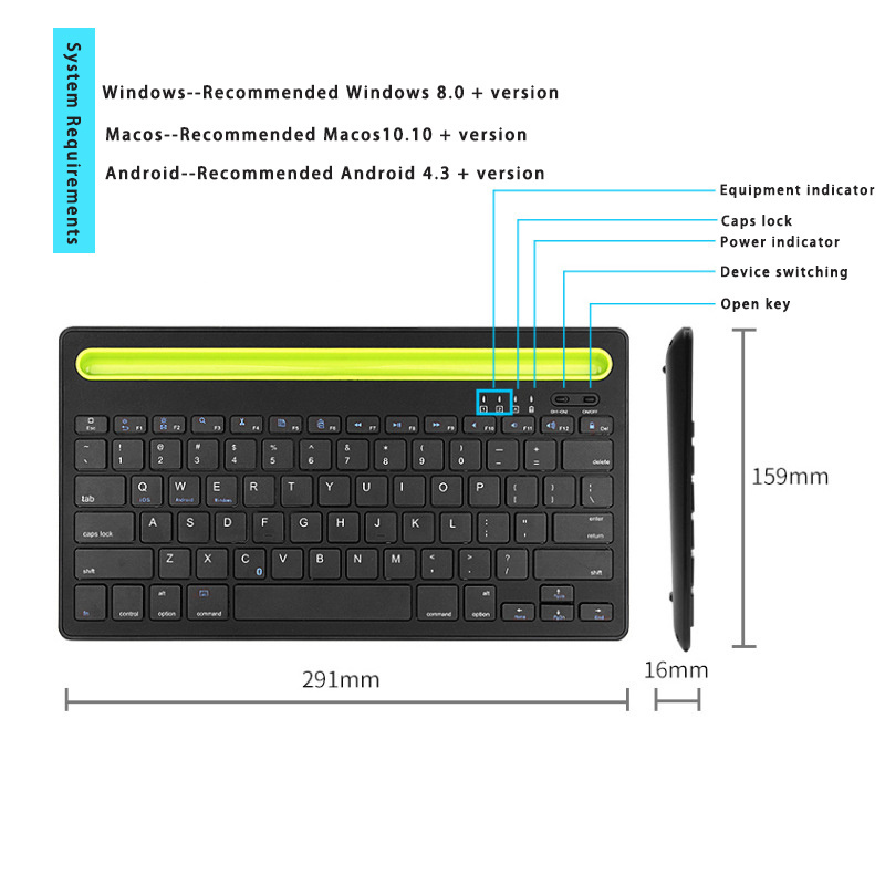 Mobile Phone Tablet Bluetooth Keyboard Card Slot Silent Keyboard Charging Dual-Channel Office Wireless Keyboard